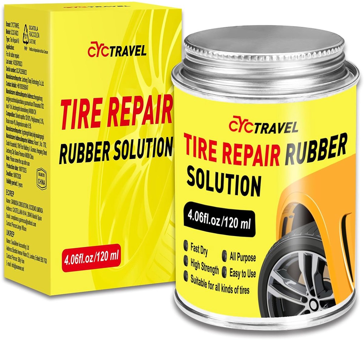 SnelShoppen - Chemical Vulcaniserende Lijm voor Rubber, Transparante Bandenklej 120 ML, Snelle Reparatie voor Auto, Motor en Fietsbanden met Borsteltj