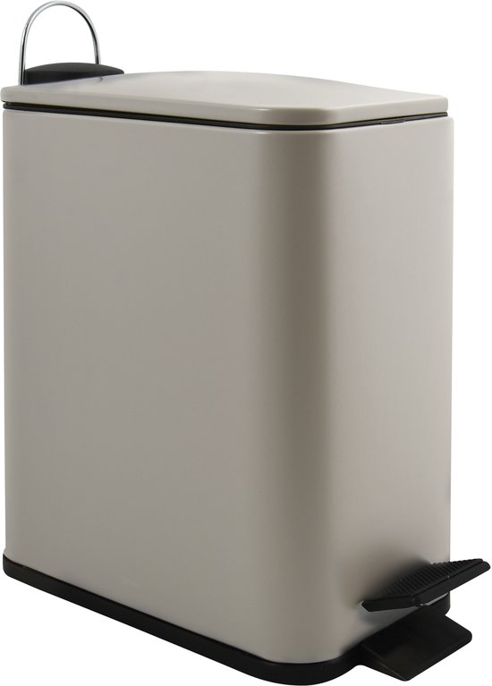 Beige rechthoekige pedaalemmer met soft-close deksel.