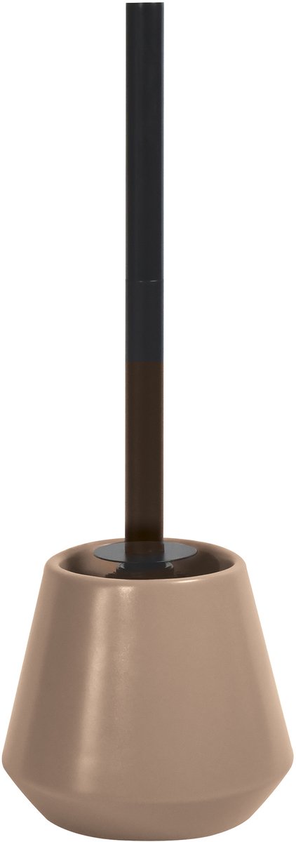 Spirella JOSHUA Cappuccino Toiletborstel Keramiek – WC Borstel met Houder – Badkamer Accessoires – 13,5 x 38,5 cm