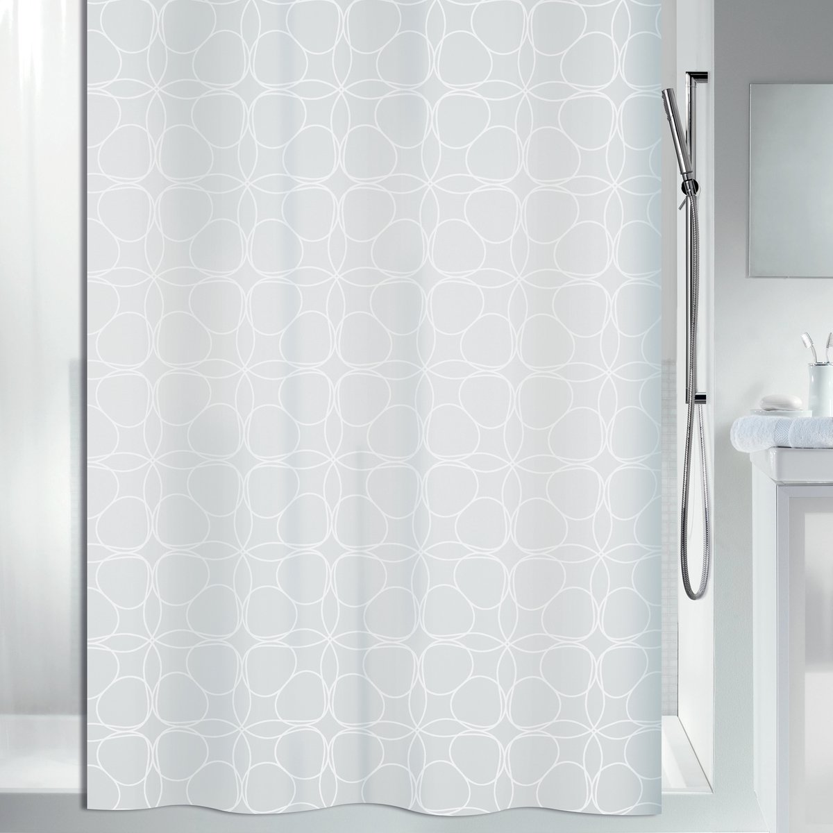Spirella Douchegordijn Polyester – Anti-Schimmel en Antibacterieel Douchegordijn – Waterdicht Douchegordijn met Stijlvol Design
