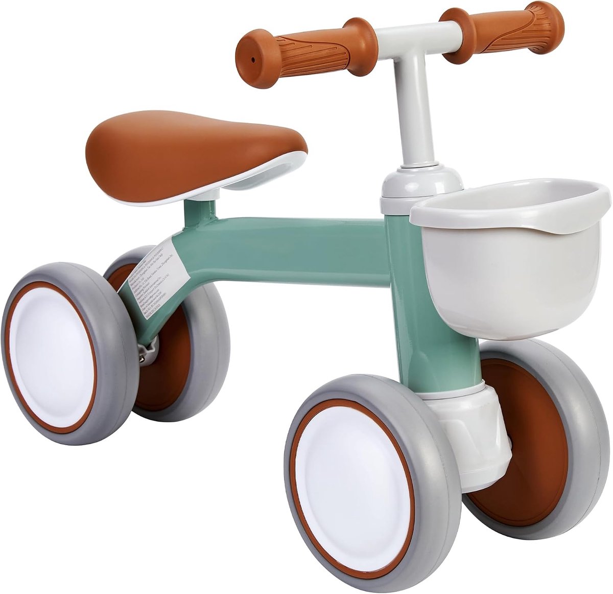 Triumpunpre - Loopfiets voor baby 1 jaar - 4 wielen - zonder pedalen - met mandje - Zwart - speelgoed voor kinderen 12-24 maanden - Groen