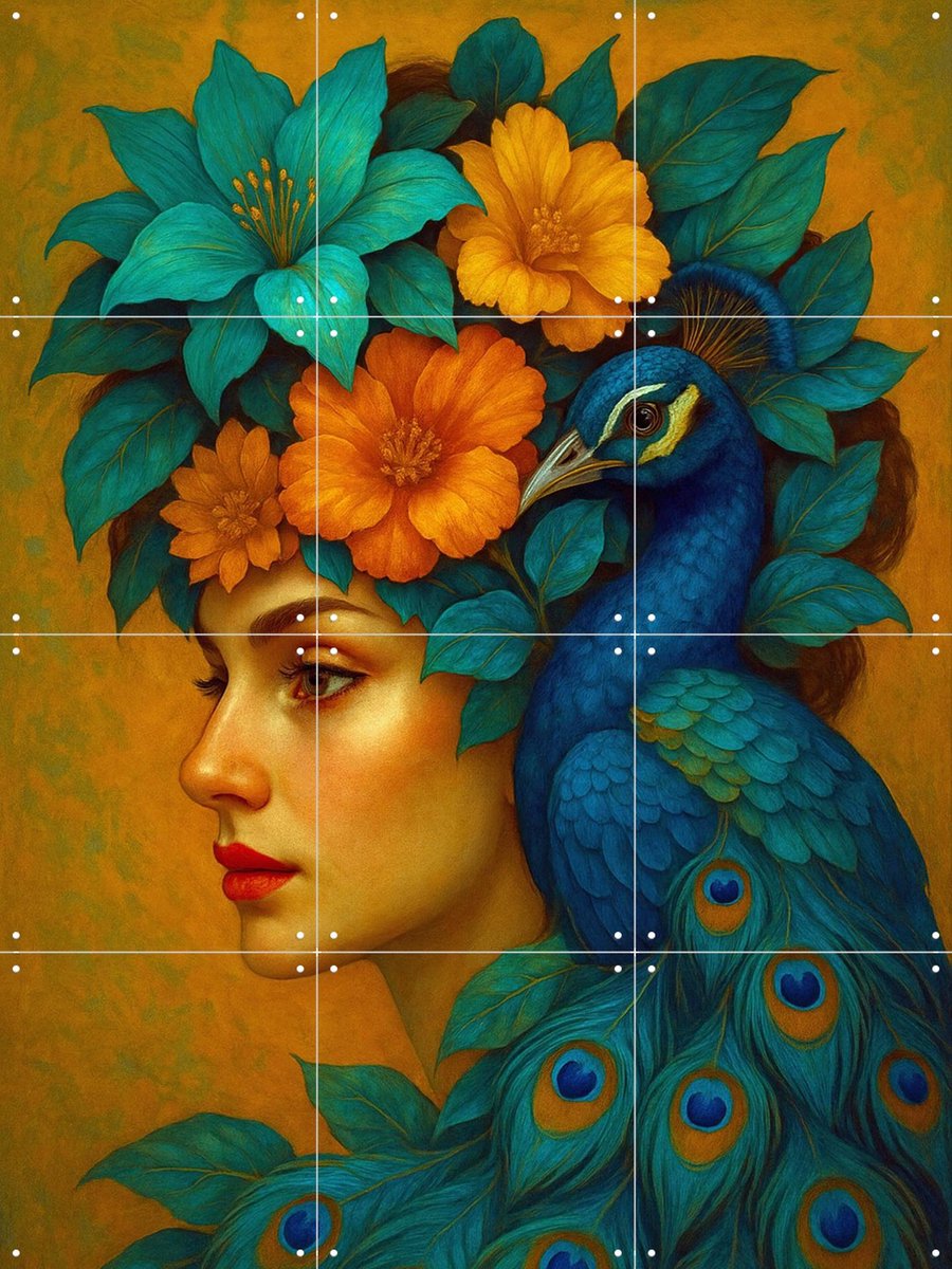 IXXI Peacock Chic, don’t Try This At Home, Moonheart Artworks - 60 x 80 cm - Gratis ophangtool - Grote wanddecoratie en posters - Kleurrijk, Art