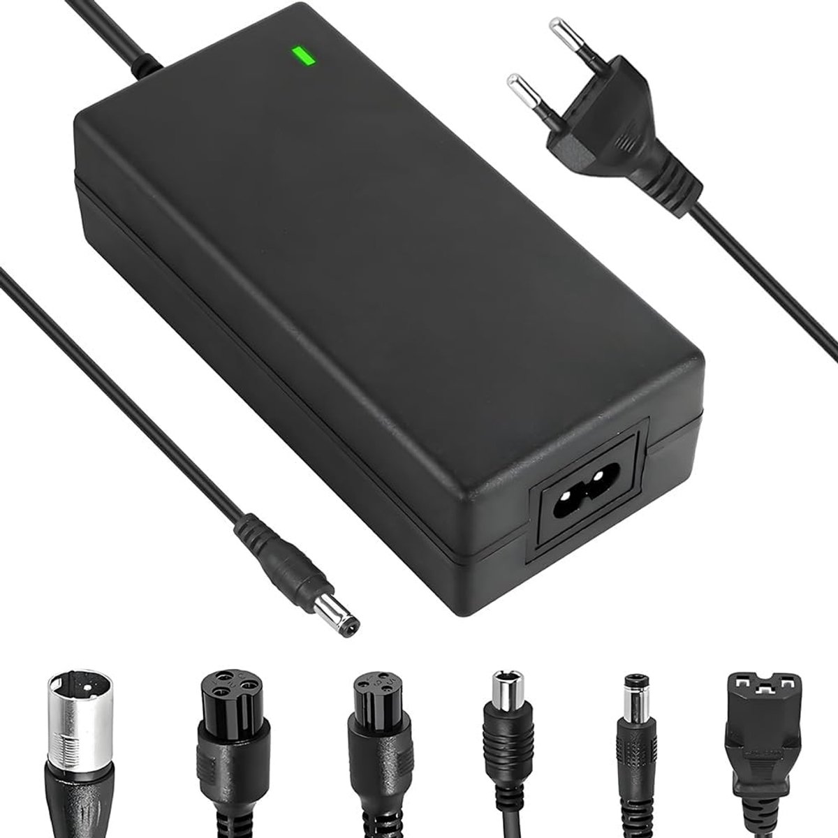 oplaadkabel, 42 V 2 A opladers voor scooter met 6 aansluitingen, e-scooter oplader voor accu, lithiumbatterij, AC-adapter, fietslader voor hoverboard, elektrische fietsen