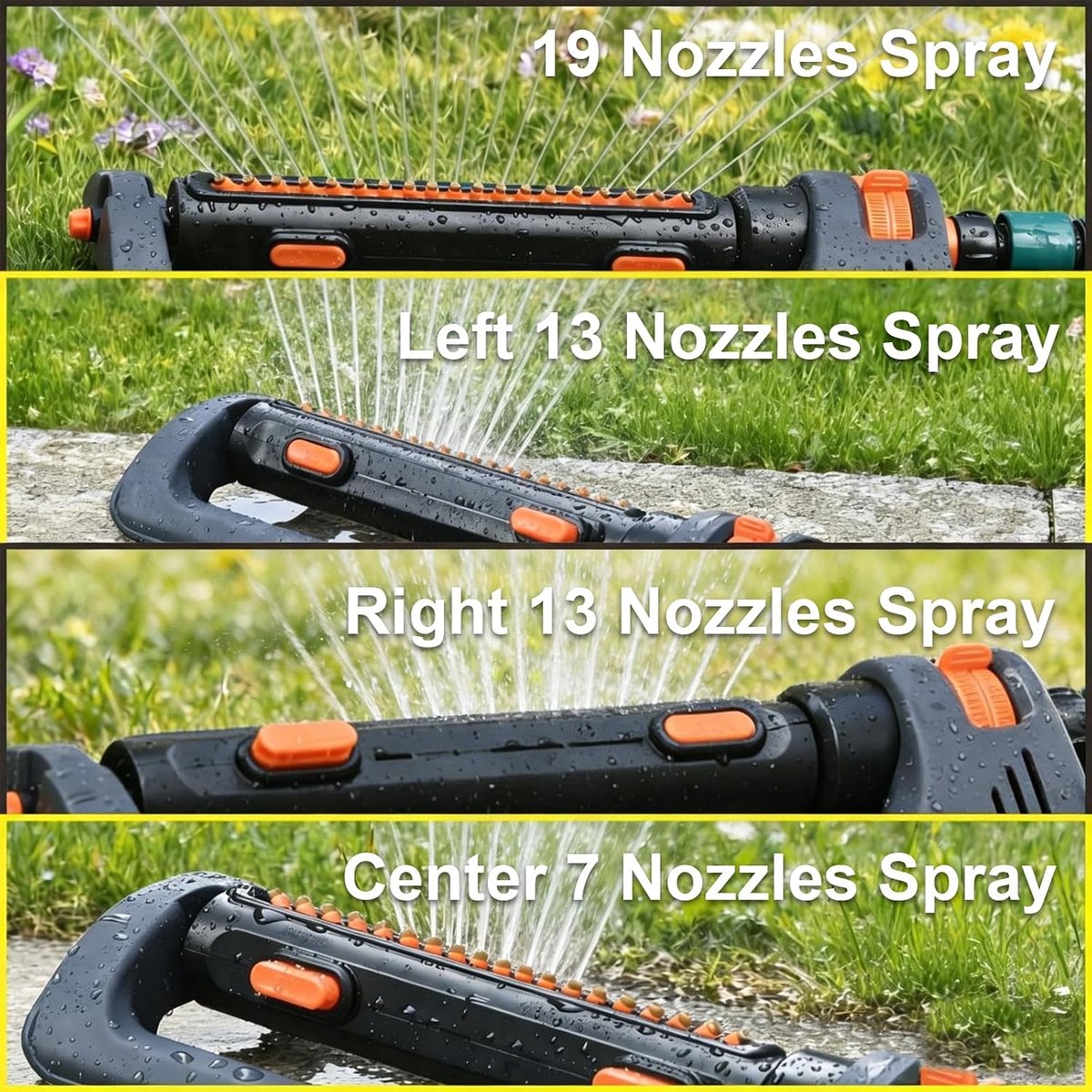 vierkante sproeier, oscillerende gazonsproeier, gazonsproeier, tuin, automatisch irrigatiesysteem tuin, 4 instelbare sproeibereik, tuinsproeier 180 graden grote oppervlakken