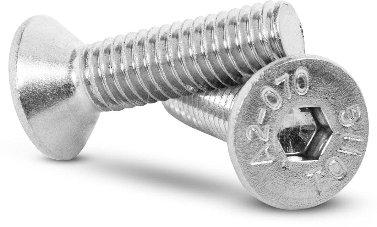 kopschroeven M3x35 mm - 50 stuks met binnenzeskant roestvrij staal DIN 7991 V2A A2 VA schroeven metrisch volledige schroefdraad voor moeren en schuifringen (M3x35 (50 stuks))