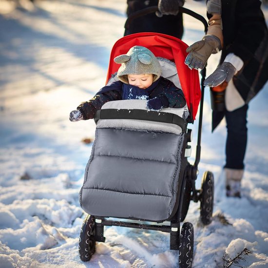 Voetenzak voor Kinderwagen, Waterdichte Kinderwagen Voetenzak met Aanpasbare Rits, Winter Voeten voor Buggy, Gemakkelijk Toegankelijk, Afneembaar, Warm Kationisch Weefsel, Grijs — afbeelding 4
