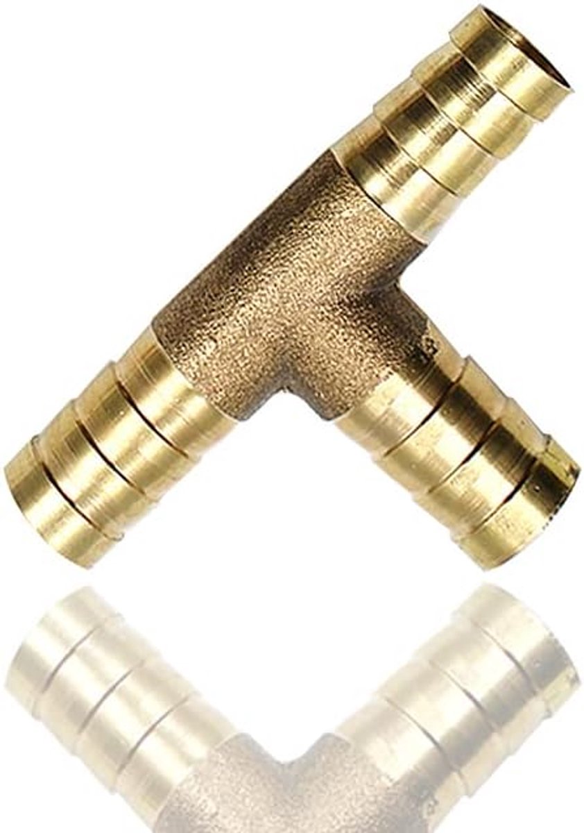 Connector 10 mm 3-weg massief messing T slang prikkeldraad schrijnwerker/connector adapter voor brandstof lucht water gasolie (pak van één)