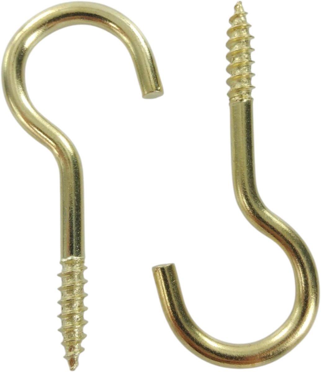 Hardware bh04769 38 mm messing Unshouldered mok haak - geel (10 stuks)