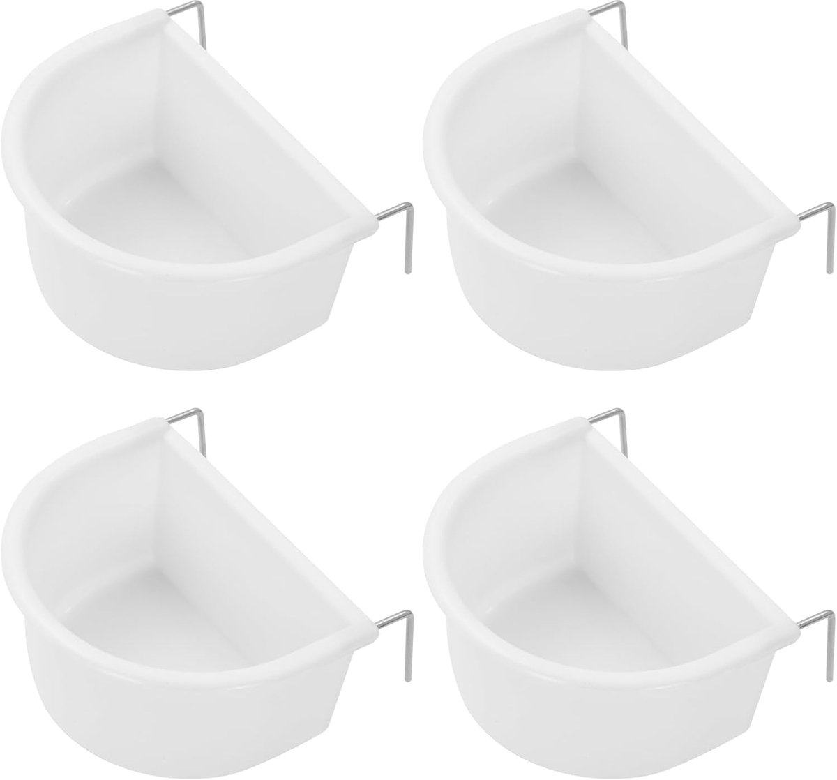 4 stuks D-vormige plastic vogelvoerbak met haak, hangende papegaaienvoedseldispenser, kom beker voor huisdier, papegaai, parkiet, valkparkiet, parkiet en toebehoren