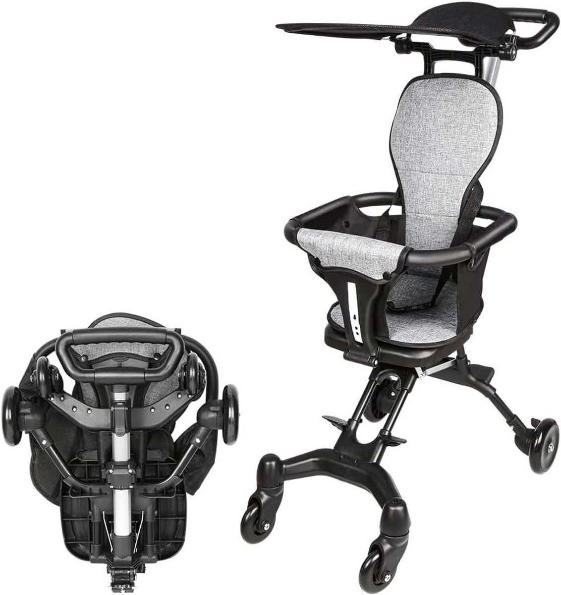 Opvouwbare Kinderwagen - Reisbuggy Draagbare Kinderwagen - Veilig Vervoer Baby - Eenvoudig Met Eén Hand Opvouwbaar - 87-109 cm Hoogte