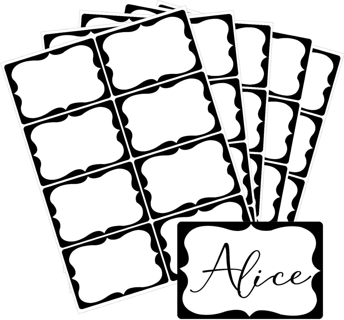 Ulisem - Naamstickers 200 Stuks – Zelfklevende Naamlabels 2 × 3 Inch met Zwarte Rand – Naamkaart Stickers voor School, Kantoor, Feesten, Conferenties & Evenementen