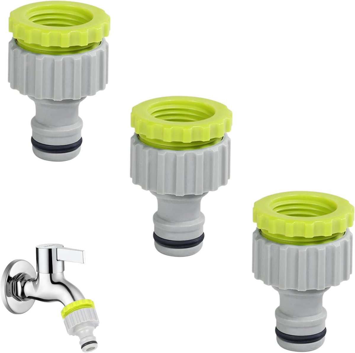 adapter voor Gardena kraanverbinder, tuinslangaansluiting, slangaansluiting 1/2 inch 3/4 inch (3 stuks)