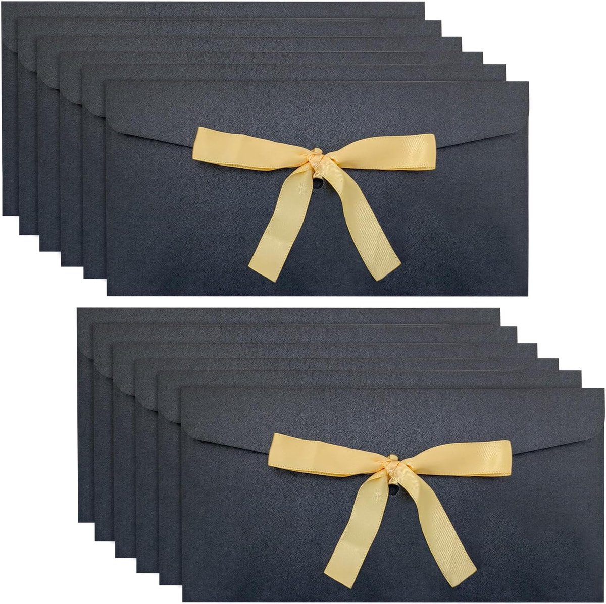 12 Enveloppen voor Cadeaugeld van kraftpapier met lint, parelmoeren tafrelopeveloppen voor bruiloft verjaardag feest, 22x11cm (Zwart) | Geld Portefeuilles Parelmoer Uitnodiging Enveloppen voor Verjaardag Huwelijksfeest