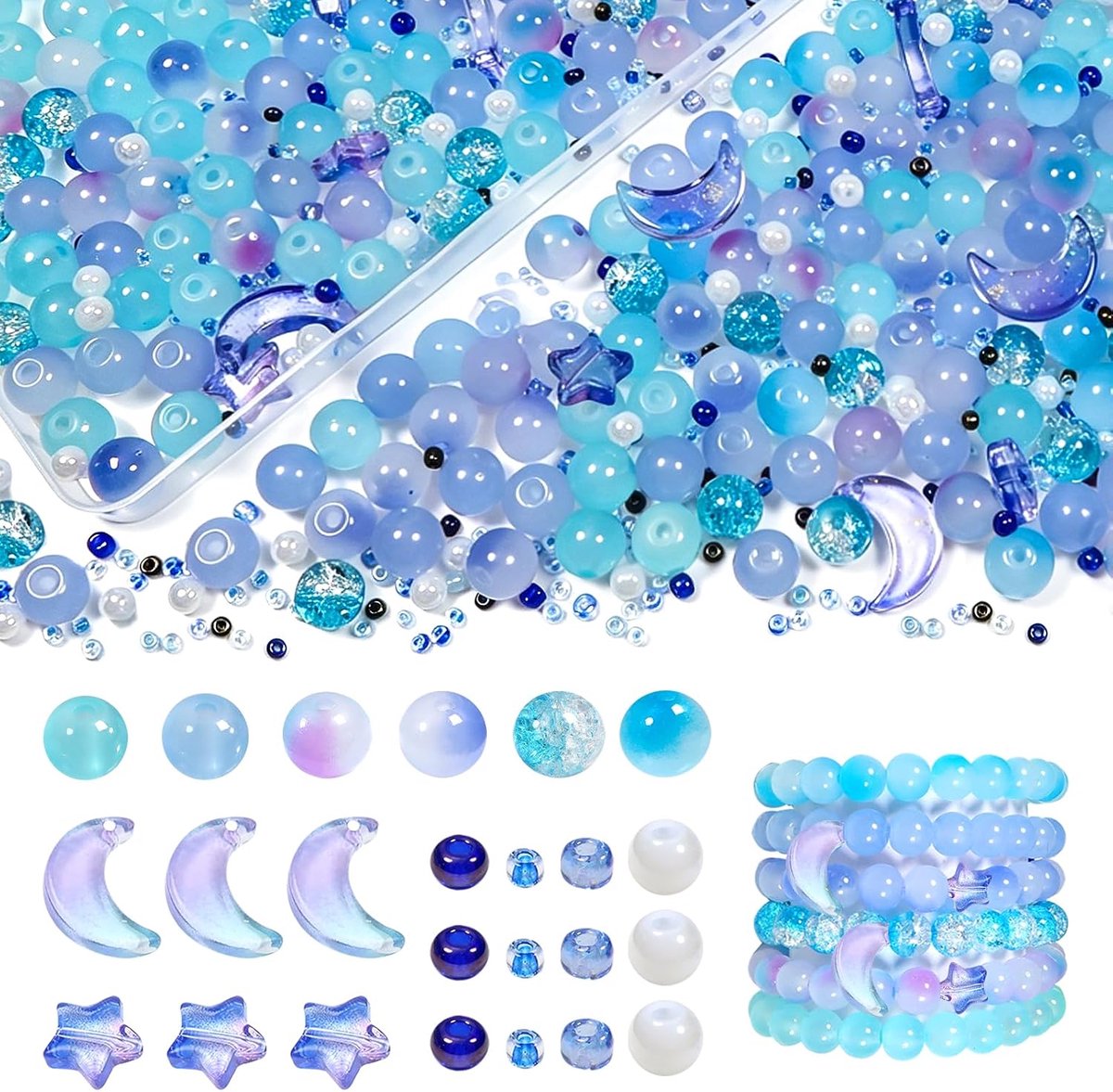 Kralen voor Armbanden 8 mm Blauwe Tinten Kralenset Kralen voor Het Maken van Sieraden Modesieraden doe-het-zelf Halskettingen