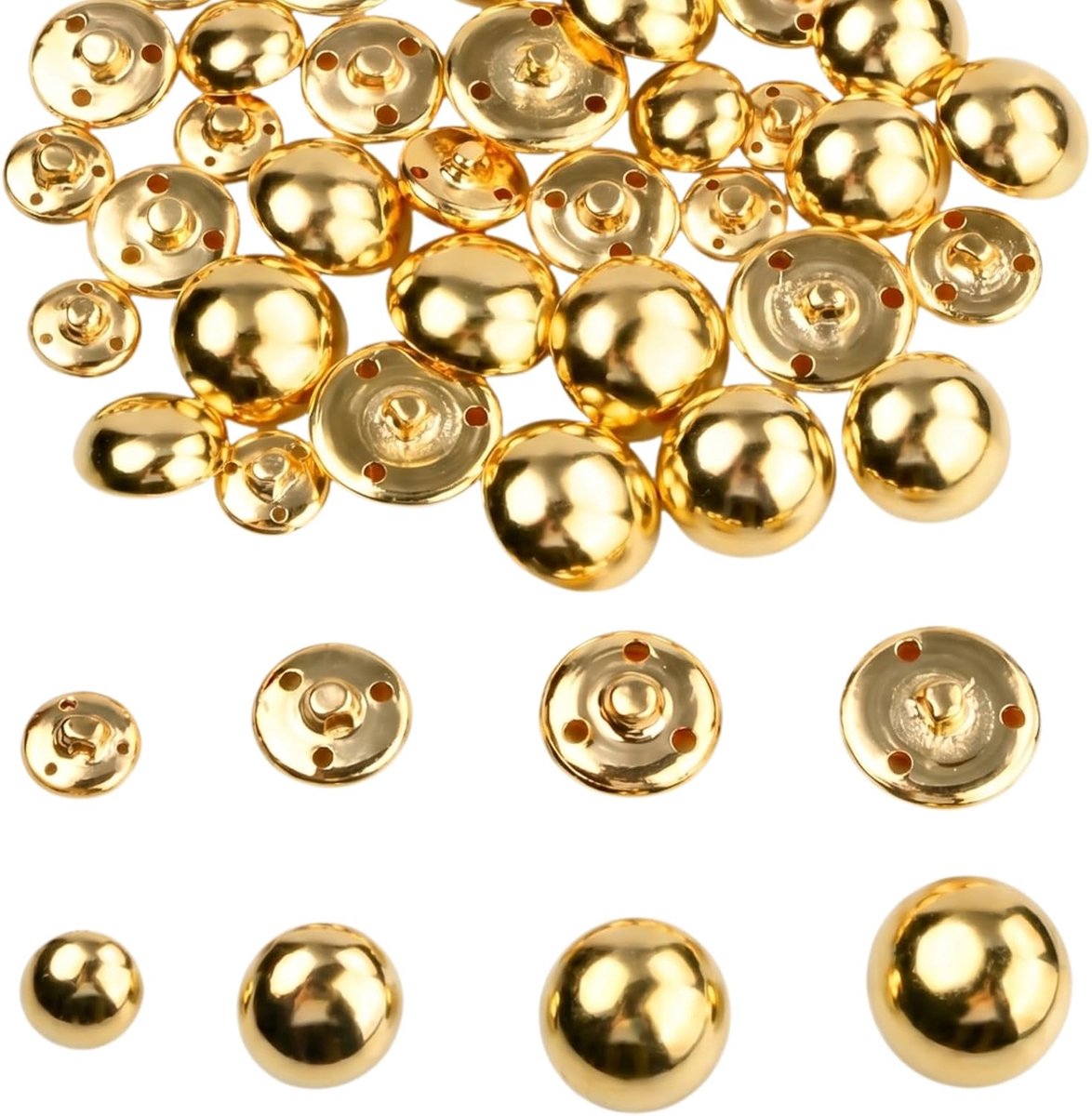 Knopen Set – 5 Maten Metalen Knopen Goud om Aan te Naaiën – Knoop Assortiment voor Blazer, Jas, Jack & Kleding