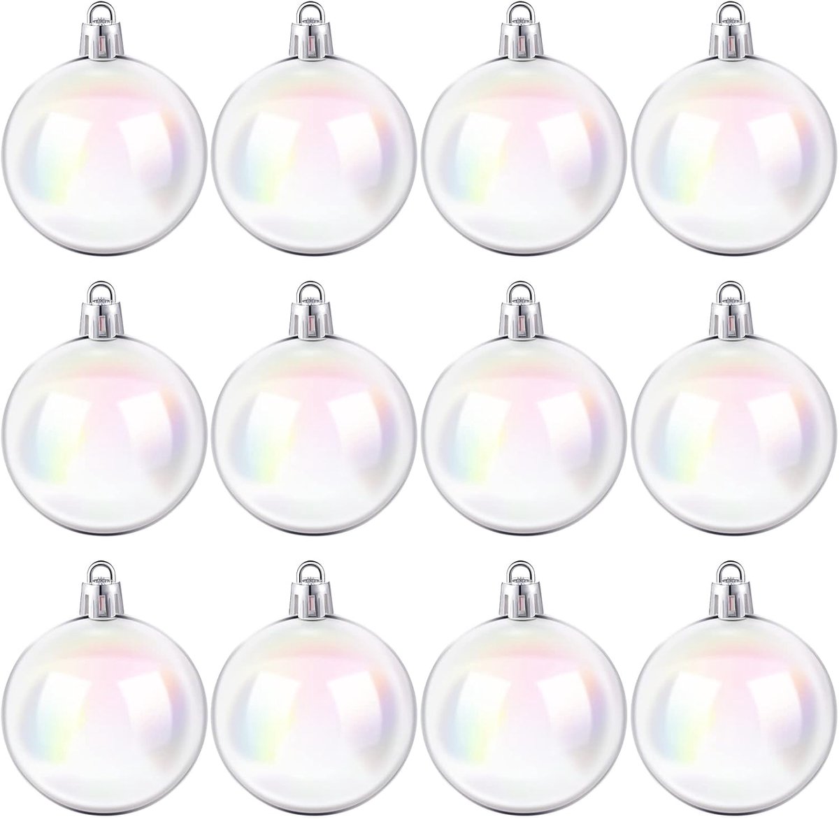 Kerst iriserende ornamenten ballen plastic iriserende ornamenten heldere ornamenten kleine iriserende ornamenten kerstboom decoraties (12 stuks, 5 cm)