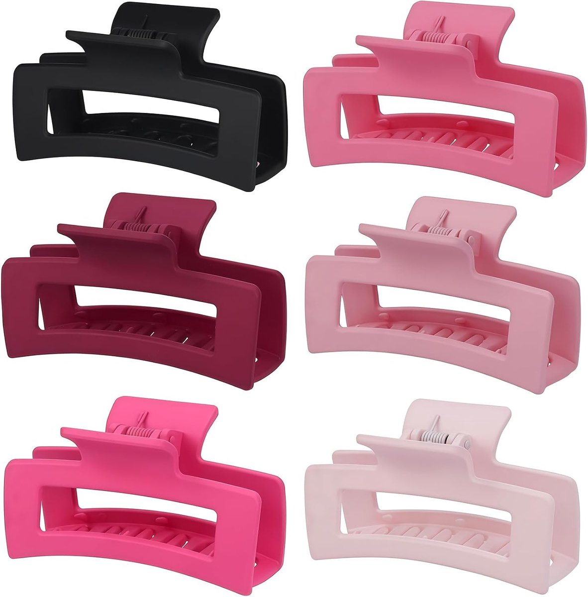 8.5 CM Rechteckig Haarspangen Damen Haarklammer 6 Stück Matte Haarspangen Voor Meisjes Vrouwen Studenten Voor Werk Koken Actieve Sport (Roze Set)