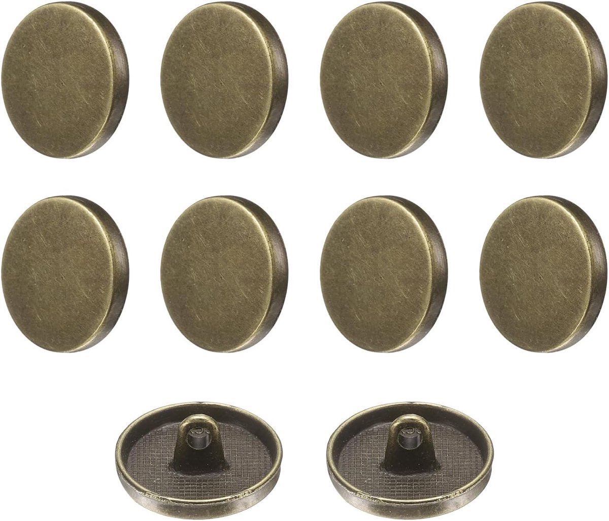 10 stuks knoppen 18mm metalen platte knoppen om op te naaien ronde knutselknoppen voor kleding, broeken, jassen, blazers, overhemden, pakken, decoreren, handwerk, zelf maken, Brons