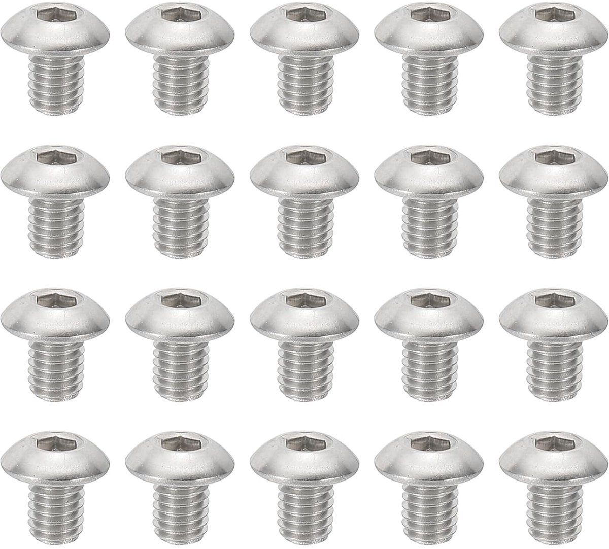 10-32x1/4" lenskopschroeven met binnenzeskant, 20 stuks 304 roestvrij staal 18-8 zeskantschroeven volledige schroefdraad fijne schroefdraad zonder