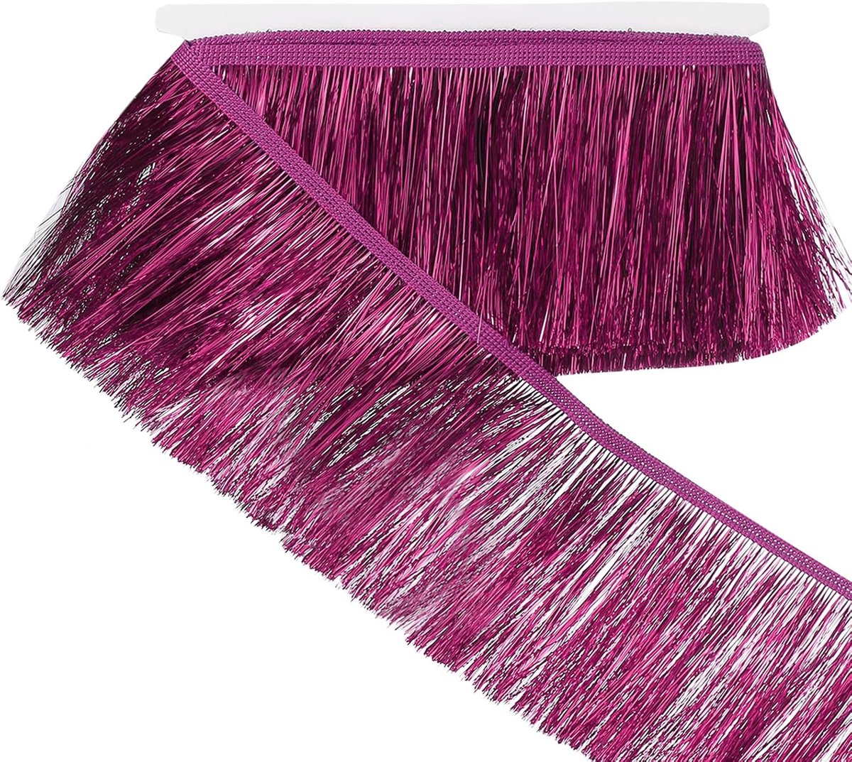 4,5 m glinsterende lamellenslinger, 10,2 cm, metallic franjes, glinsterende franjes, Oropel-slinger, streamer voor danskostuumaccessoires, rood/roze