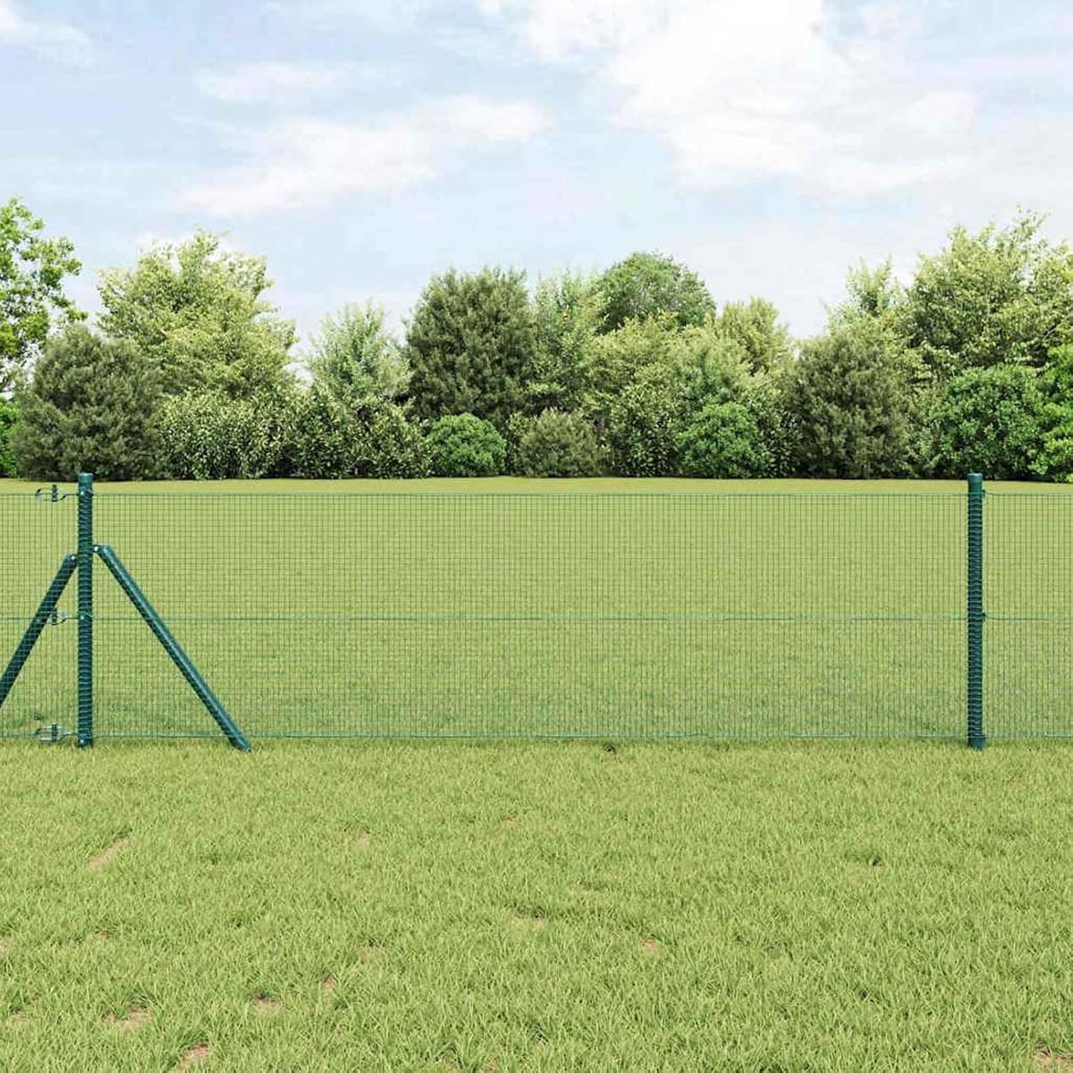 Gelaste draadomheining groen 1,6 x 10 m staal, hekstangen gaashek draadomheining tuinhek voor binnenplaats kippenhok weidehek 42005049