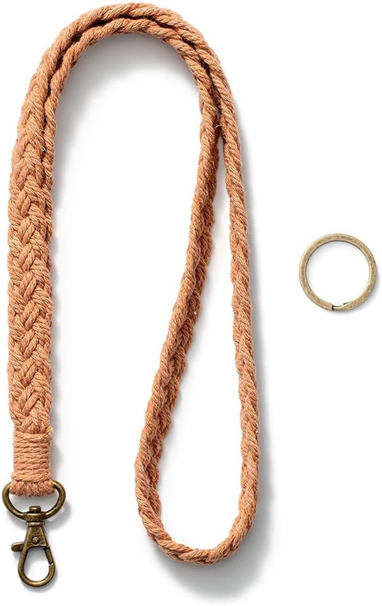 sleutelhanger lang zwart, sleutelhanger om om de nek te hangen, lange gevlochten sleutelhanger voor ID-kaarten en sleutels