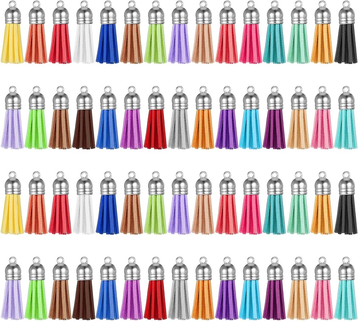 Kwastjes, sleutelhanger, mini-kwastjes, doe-het-zelf lederen decoraties, kwasten, hangers voor tassen, armband, 30 kleuren