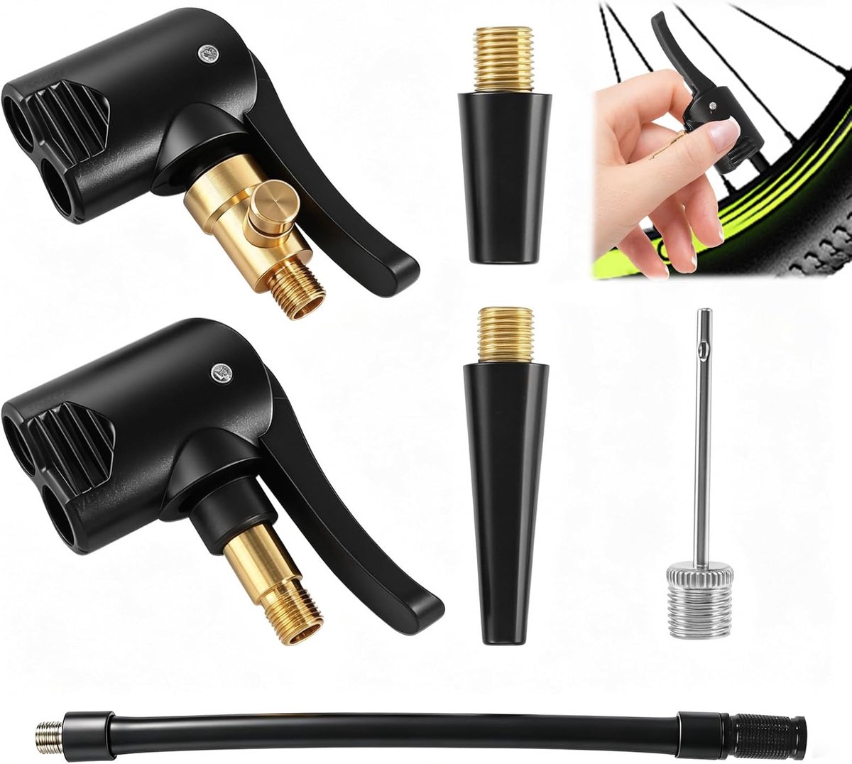 6 stuks adapters Frans ventielset autoventiel hendelstekker messing | Bandenventiel, compressor, adapter, fietsventiel, adapter voor auto, fiets, motorfiets, autobanden, Air Chuck