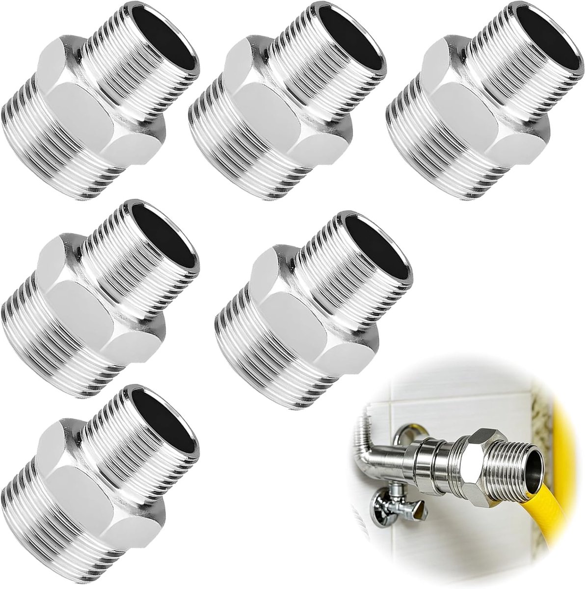 Nippels van roestvrij staal, 1/2 inch mannelijk x 3/8 inch mannelijk, verloopstuk van roestvrij staal, adapter voor leidingen, slang en industriële hydraulische systemen