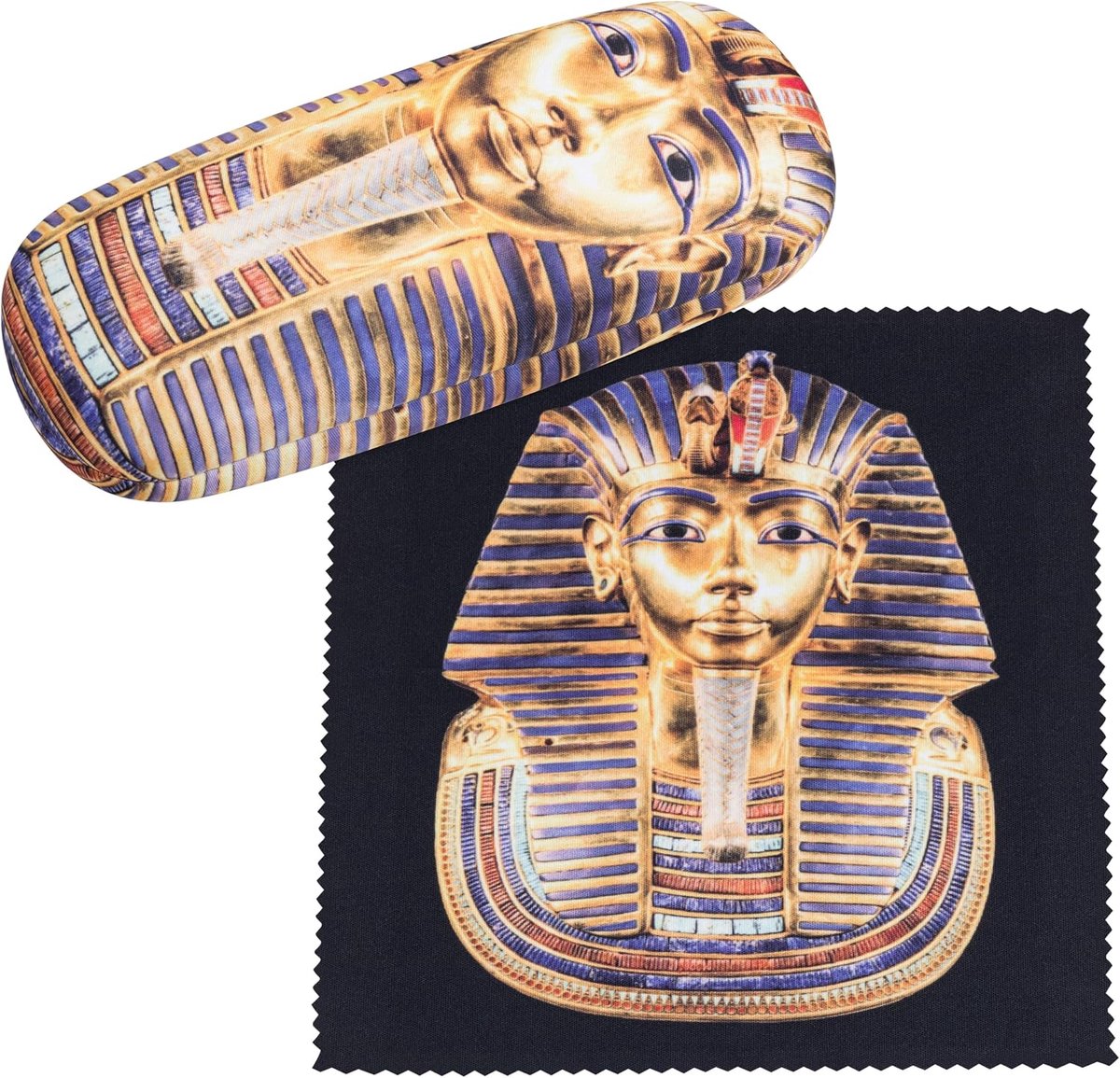 LILIENFELD Brillenkoker Tutanchamun motief etui bril microvezel brillenpoetsdoek brillendoos stabiele hardcase set met stof bekleed