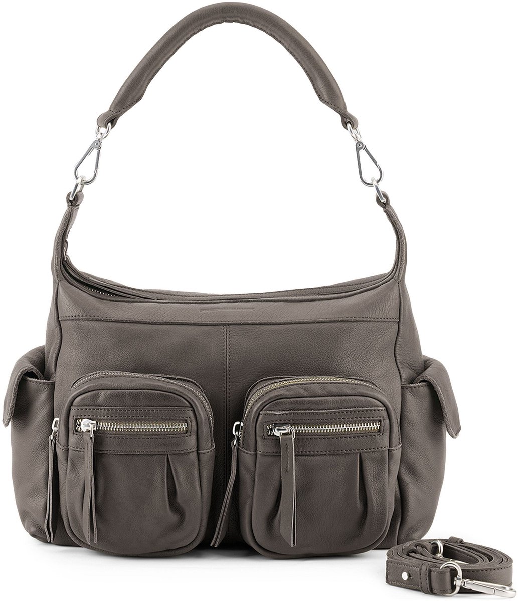 FREDsBRUDER Leren schoudertas Pocket Play Collection Hobo Bag Wren donkergrijs