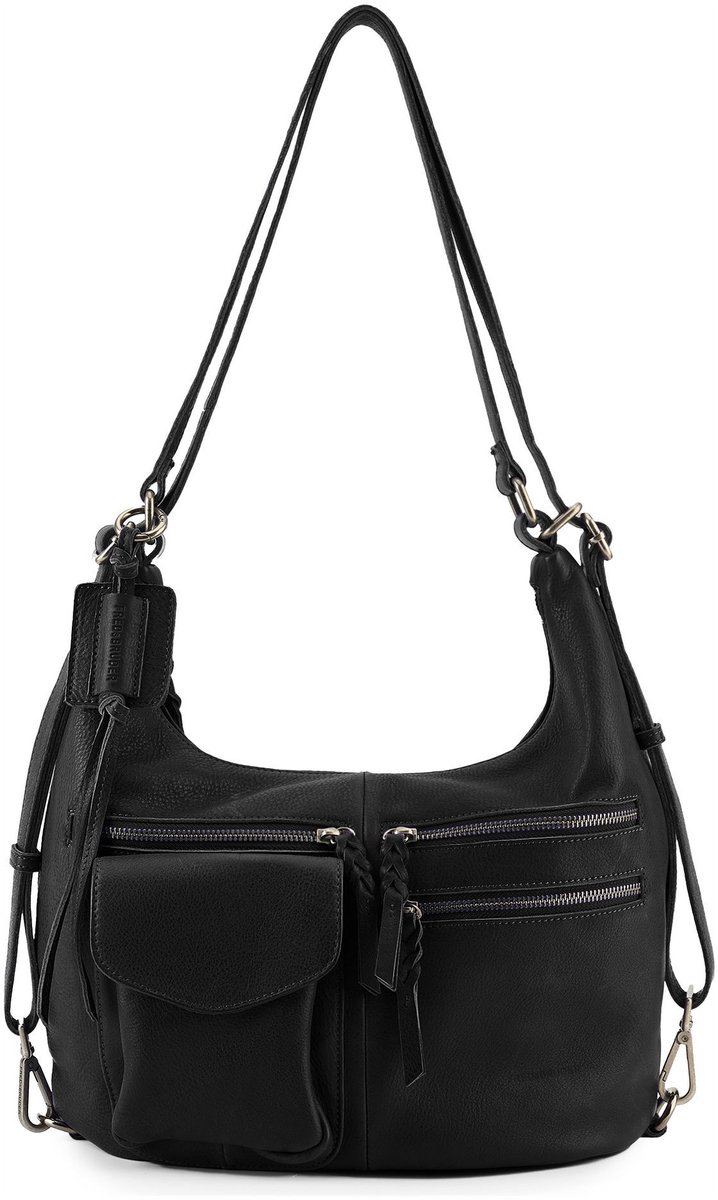 FREDsBRUDER Leren schoudertas rugzak My Forever Friend Multi-Hobo Bag Black zwart