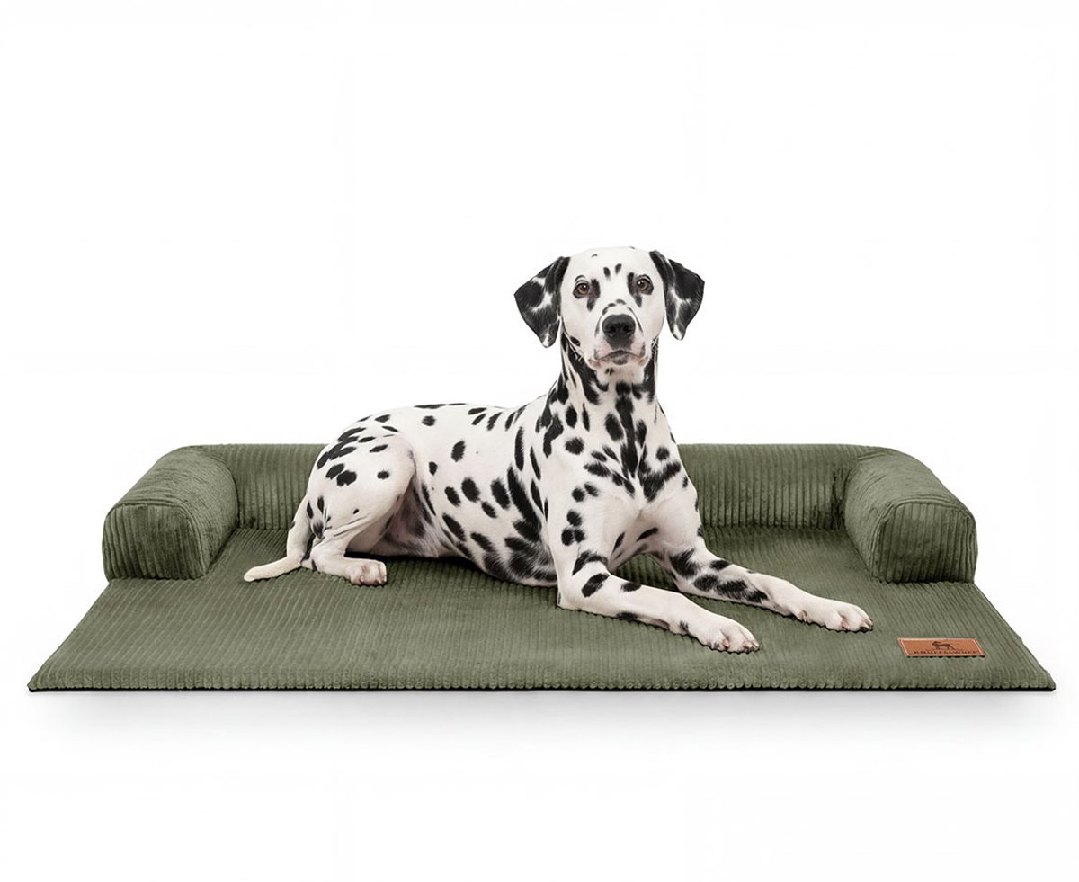 Knuffelwuff bankbeschermer Hudson van ribfluweel voor stijlvolle bescherming en een gezellig favoriet plekje op je bank M-L 80 x 95cm Khaki