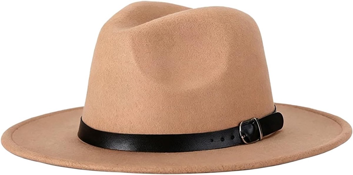 Fedora Fedora Retro brede rand flopy panama hoed casual elegant warm jazz cap wintermuts (zwart), Kaki, M