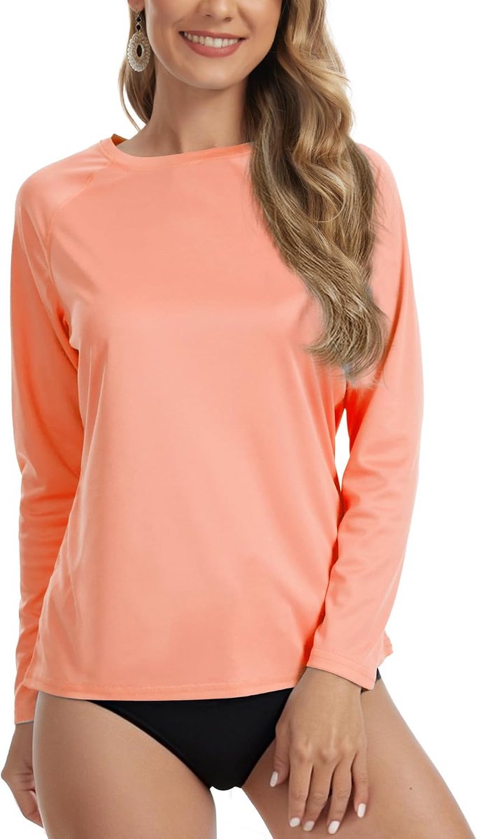 UPF 50+ UV-shirt voor dames, ademend, huidvriendelijk, sneldrogend, met versterkte naden, ideaal voor surfen, roeien en fitness