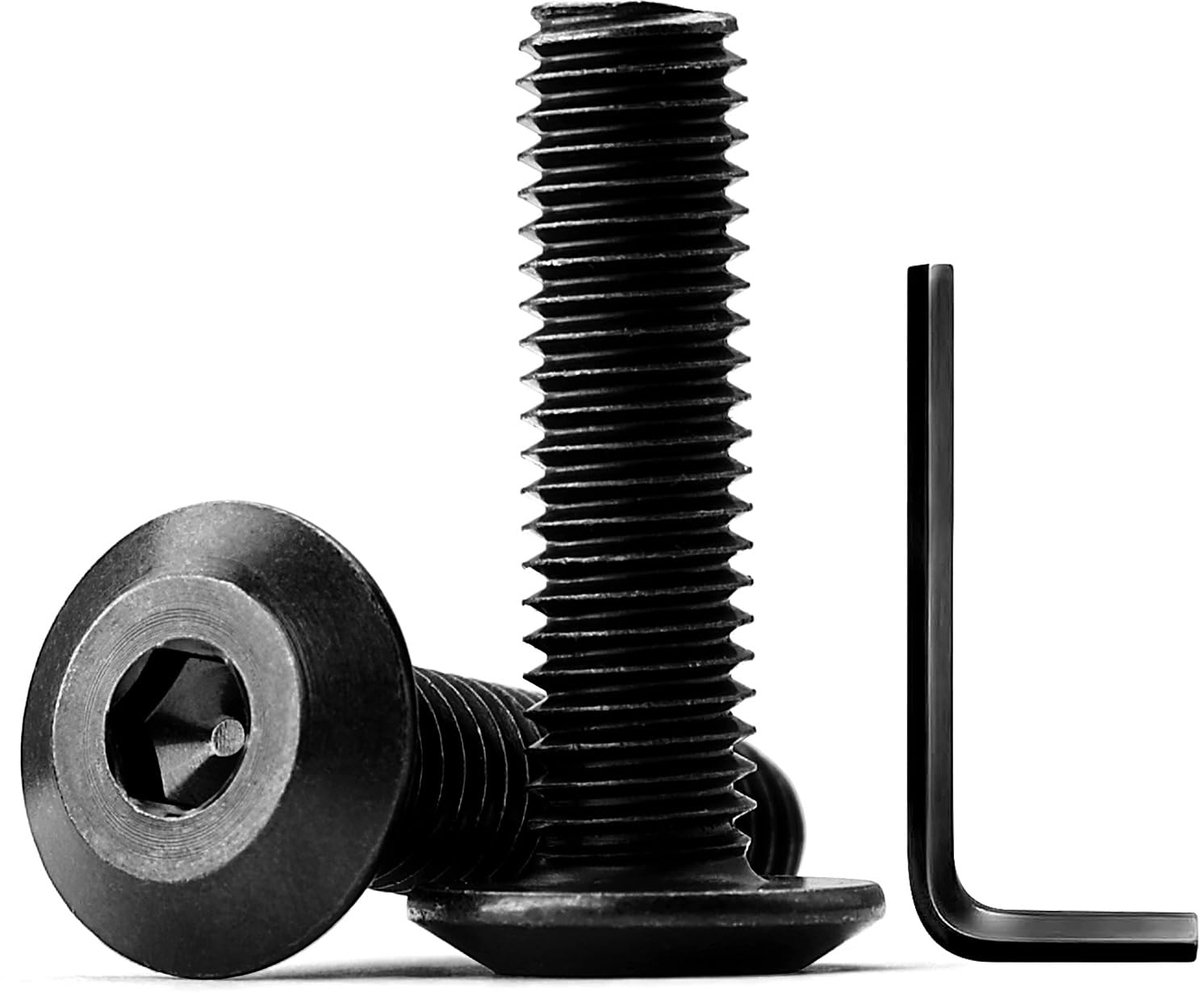 zeskant, M8 x 40 mm, zwart, gelegeerd staal voor meubels, volledige schroefdraad (met inbussleutel, 10 stuks)