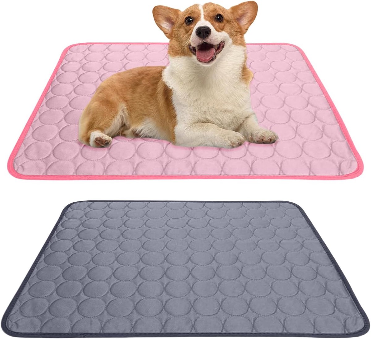 Matten voor katten en honden, 70 x 55 cm hondenkoeldeken, hondenmat zomer, huisdier koelmat, draagbare ademende huisdiermat voor thuis, onderweg of in de auto (roze, donkergrijs)