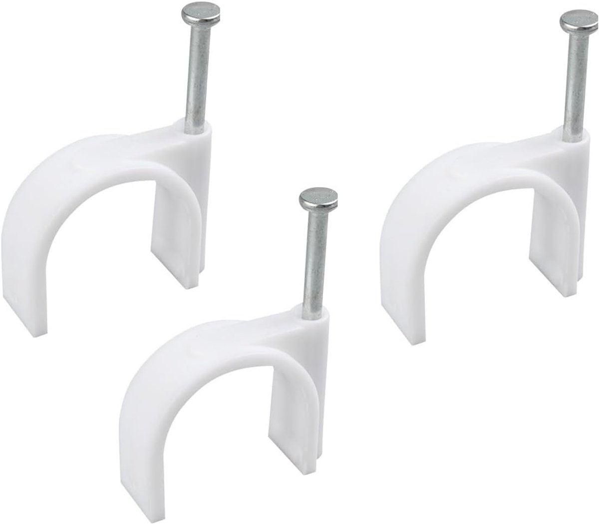 Set van 100 kabelklemmen nagelklemmen met spijker, 6 mm witte kabelhouder wandbevestigingen voor netwerkbeheer