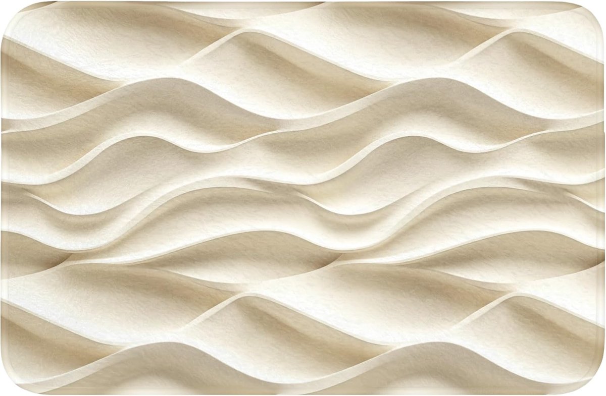 Badmat Rechthoekig 60x40 cm Badkamer Accessoires Bath Mat Anti Slip Wc Memory Foam Wasbaar Zacht Bathroom Toilet Mats Washable Lijnen - Golvend - Crème