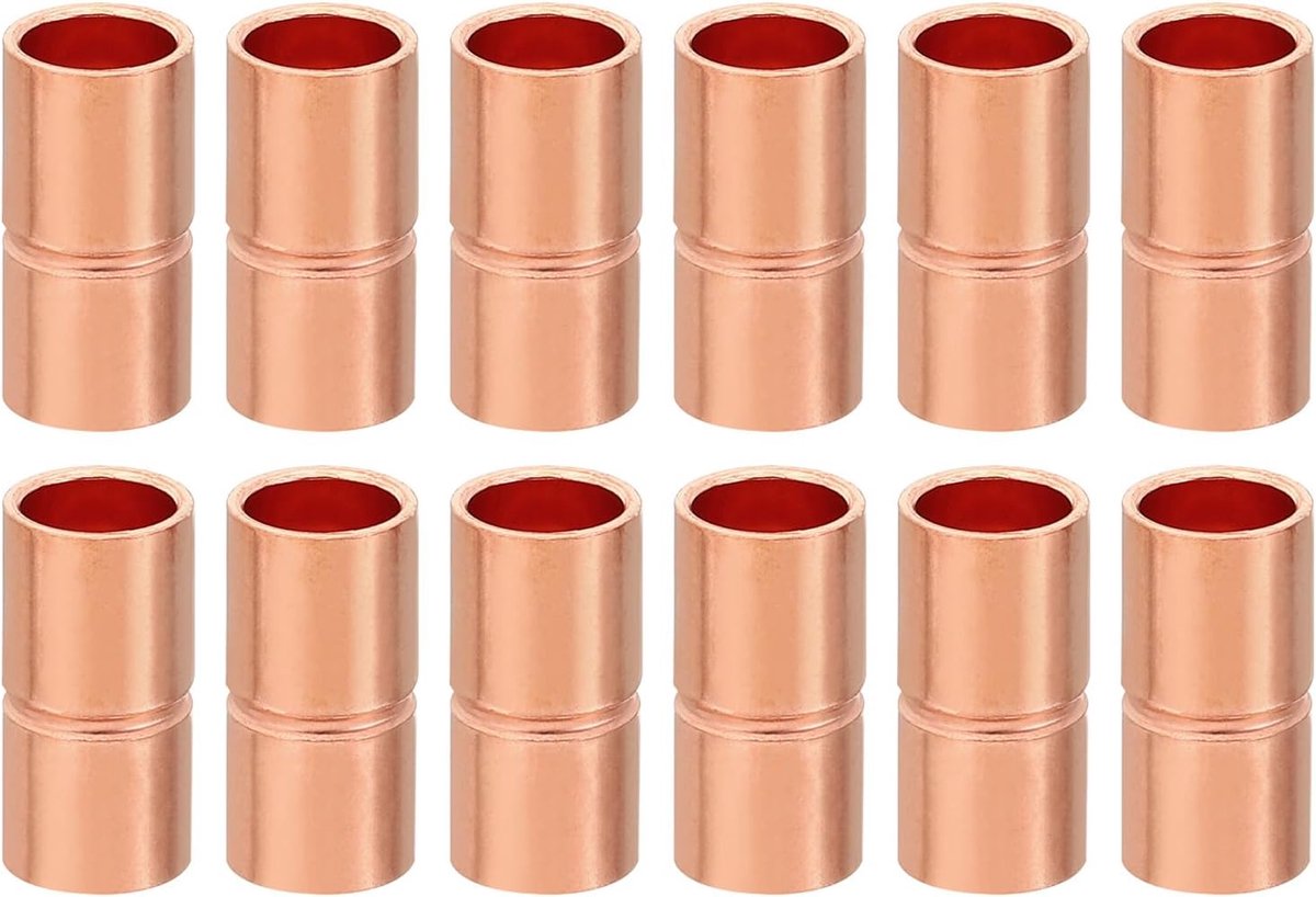 1/4 Inch ID Koppeling Fittings, 12 Stks Gerolde Buis Stop Rechte Pijp Fitting Lassen Joint Voor HVAC Airconditioning Sanitair Sanitair Koeling