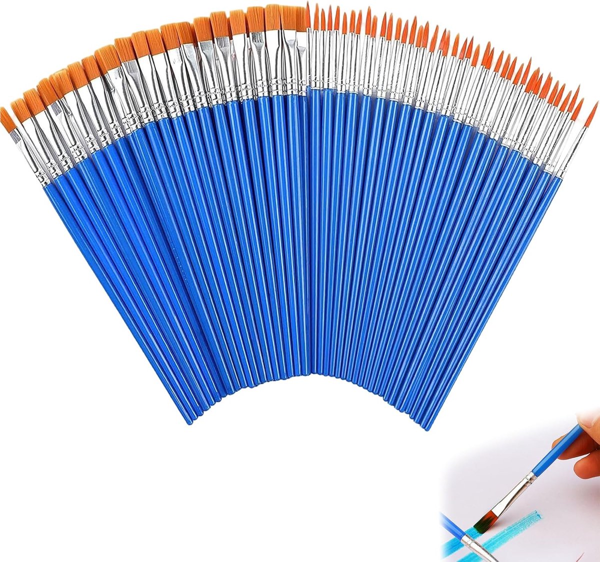 set 70 stuks Acryl penselen waterverf penselen olie verfkwasten Nylon schilderkwasten voor detail en make-up Multifunctioneel penseelset voor schilderen en hobby gebruik Comfor