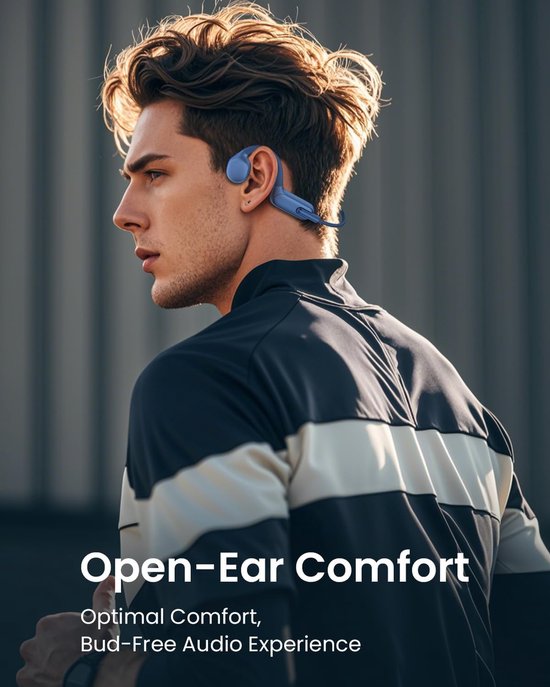 Bone Conduction Koptelefoon - Open Oor Hoofdtelefoon - Zwemmen Muziek Luisteren - IPX8 Waterdicht - 32GB Geheugen - Blauw — afbeelding 3