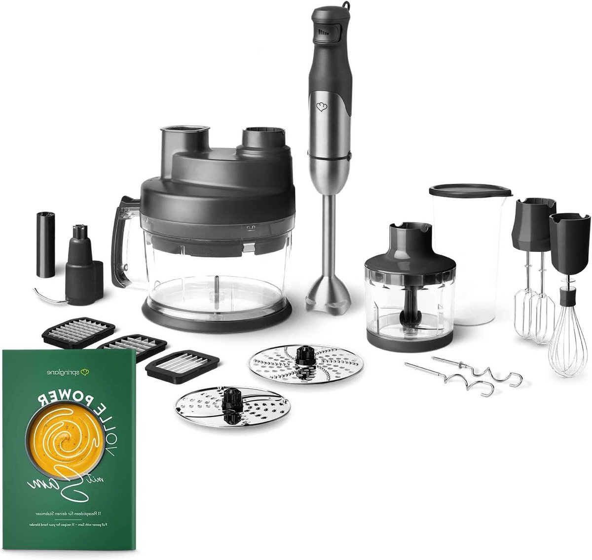 Staafmixer set - Keukenmachine - Eten Bereiden - Traploze Snelheidsregeling - 800 Watt - Zilver