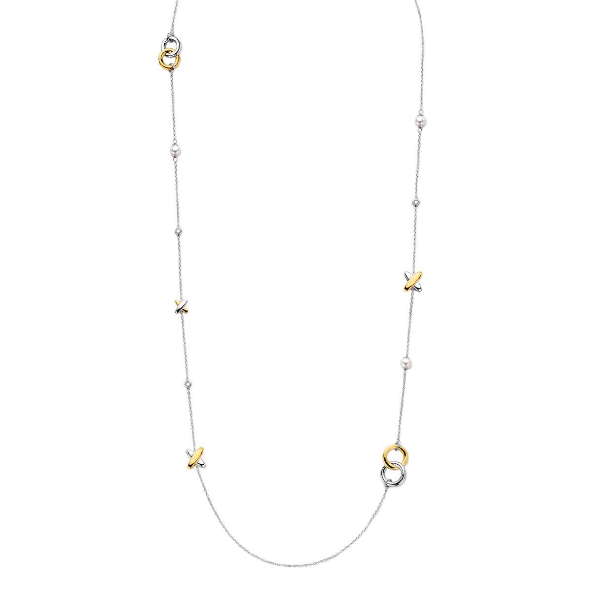 TI SENTO Dames Ketting - 925 zilver - Zirkonia met geel verguld - Maat 80 - 34061ZY