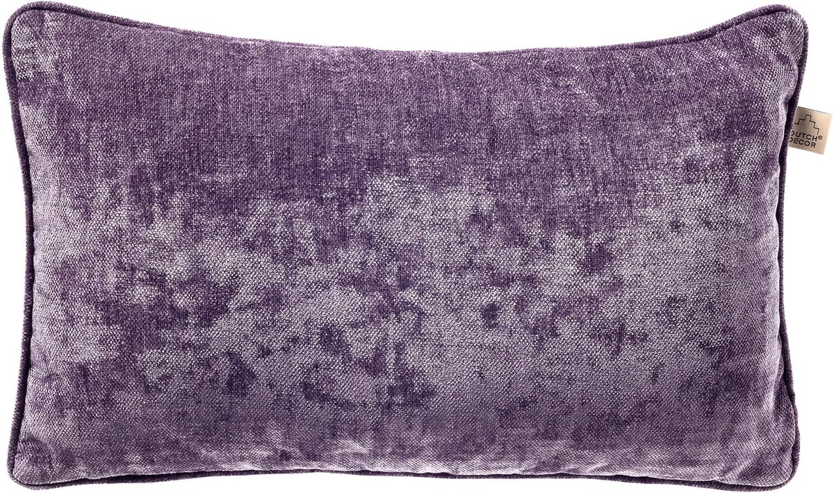 Dutch Decor LEWY - sierkussen 30x50 cm - glansvelours - Mysterioso - paars - Inclusief binnenkussen - Luxe kussens voor woonkamer & bank
