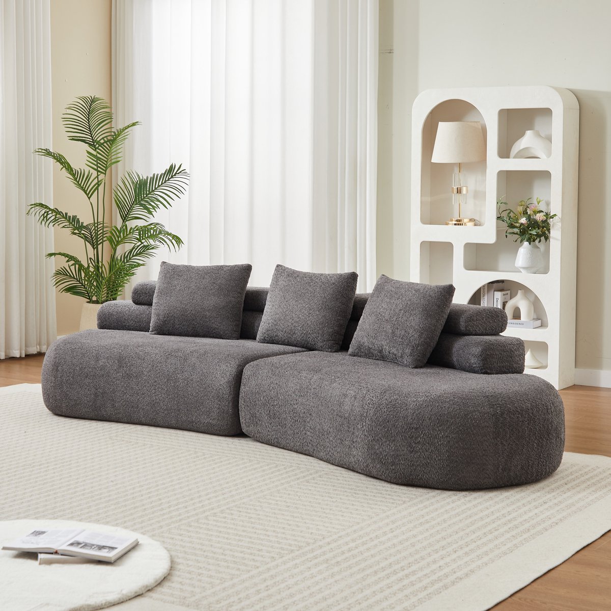MODENUIT Bank - Modulaire Chenille Bank 306 x 103 x 40 cm - 2-Zits - Voor Woonkamer - Stof - Grijs
