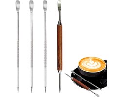 Creatieve Latte Art Pen Set voor Koffie Decoratie - 4 Stuks RVS Stiften voor Cappuccino en Espresso Versieringen