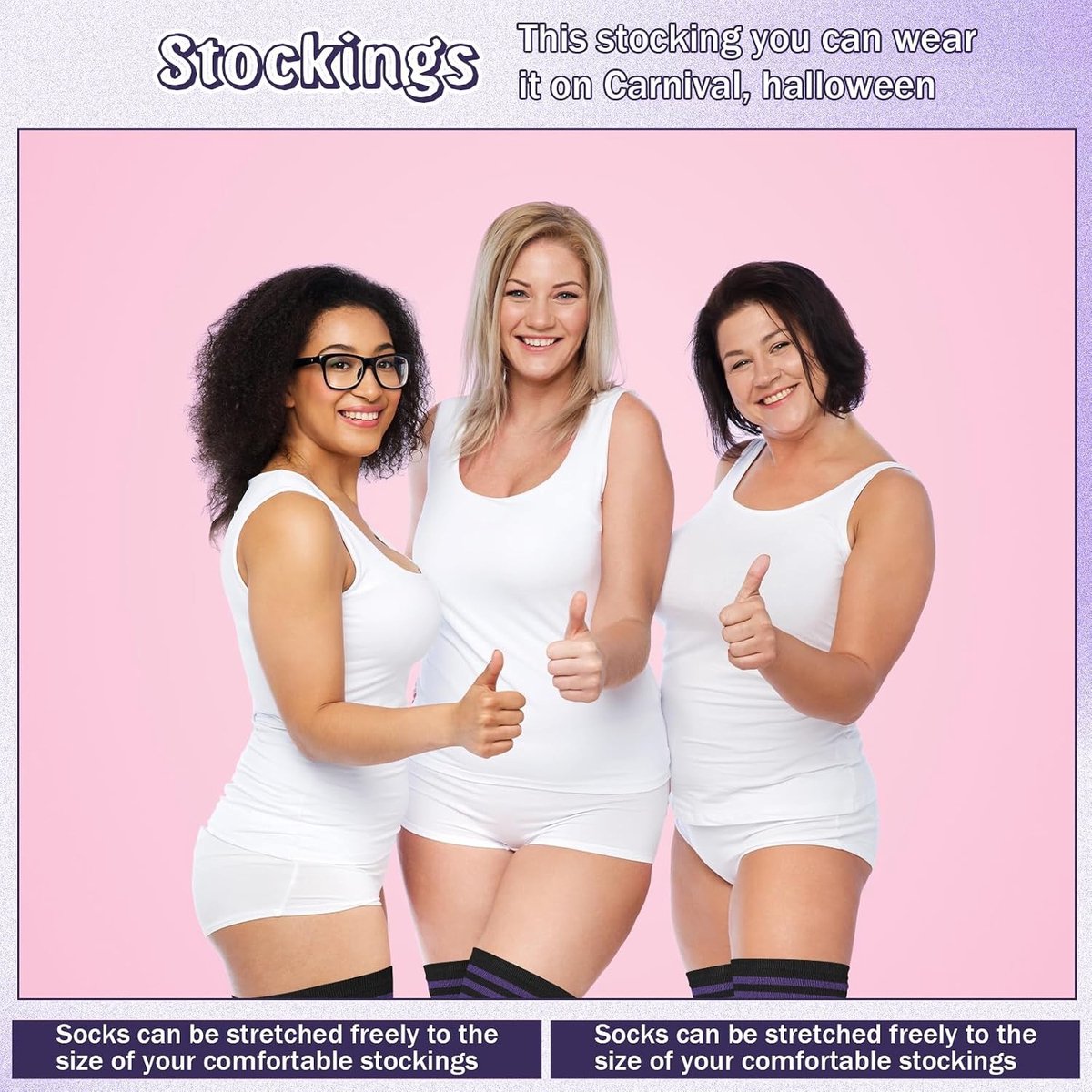 Lange Gestreepte Kousen, Dikke Thigh High Sokken, Warme Kniekousen voor Carnaval en Kerstmis