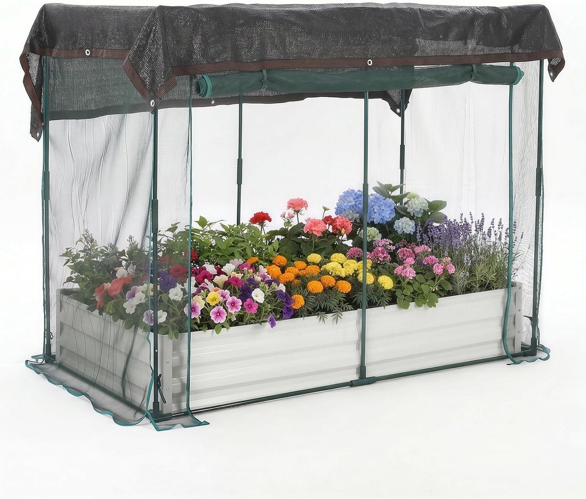 6×3×1 ft gegalvaniseerde verhoogde plantenbak – beschermkooi voor groenten en bloemen – plantenbeschermingsnet – deuren met ritssluiting – bescherming tegen dieren