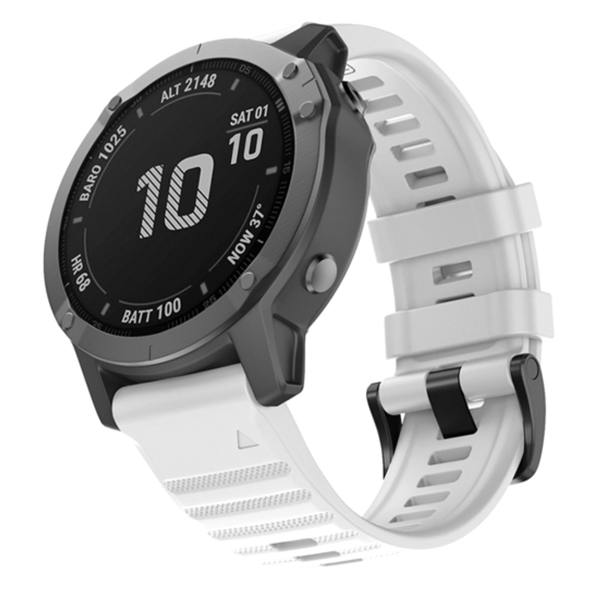By Qubix - Geschikt voor Garmin bandje - 26mm Quickfit - Siliconen bandje - Wit - Geschikt voor Garmin Fenix 9 / 9 pro - 51mm